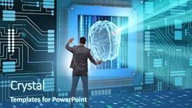  Presentation with Chip - PPT layouts having mind chip - cognitive computing concept as modern background and a ocean colored foreground