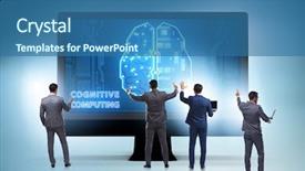  Presentation with cognitive - Amazing theme having mind chip - cognitive computing concept as modern backdrop and a ocean colored foreground