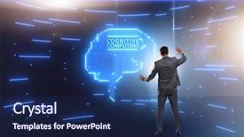  Presentation with cognitive - Beautiful slides featuring mind chip - cognitive computing concept as modern backdrop and a navy blue colored foreground