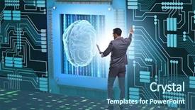  Presentation with cognitive - Colorful PPT layouts enhanced with mind chip - cognitive computing concept as modern backdrop and a ocean colored foreground