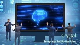  Presentation with cognitive - Presentation design enhanced with mind chip - cognitive computing concept as modern background and a ocean colored foreground