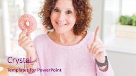  Presentation with sugar - Beautiful slide set featuring mind chip - senior woman eating pink sugar backdrop and a lemonade colored foreground