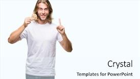  Presentation with long hair man - Beautiful PPT theme featuring mind chip - young handsome man with long backdrop and a white colored foreground