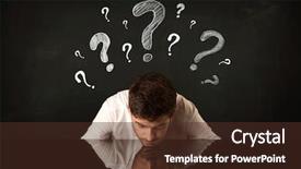  Presentation with question marks - PPT layouts with mind depession - depressed businessman sitting under question background and a tawny brown colored foreground