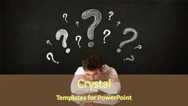  Presentation with question marks - Amazing slide deck having mind depession - depressed businessman sitting under question backdrop and a tawny brown colored foreground