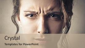  Presentation with group of three young girl - Presentation theme with mind depession - disappointed young girl background and a mint green colored foreground