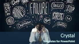  Presentation with depressed - Cool new presentation design with mind depession - young depressed businessman sitting backdrop and a ocean colored foreground