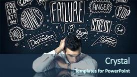  Presentation with under ground cable - Slide deck featuring mind depession - young depressed businessman sitting background and a ocean colored foreground