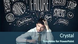  Presentation with child depressed - Slide deck consisting of mind depession - young depressed businessman sitting background and a ocean colored foreground