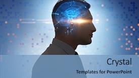  Presentation with artificial intelligence - Beautiful theme featuring mind engineering - artificial intelligence concept with man backdrop and a light blue colored foreground