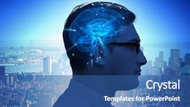  Presentation with artificial intelligence - Colorful presentation enhanced with mind engineering - artificial intelligence concept with man backdrop and a ocean colored foreground