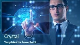  Presentation with artificial intelligence - PPT theme consisting of mind engineering - businessman in artificial intelligence concept background and a ocean colored foreground