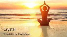  Presentation with sad woman silhouette - Beautiful presentation design featuring mind exercise - silhouette young woman practicing yoga backdrop and a yellow colored foreground