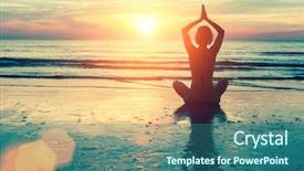  Presentation with yoga - Cool new PPT theme with mind exercise - silhouette young woman practicing yoga backdrop and a ocean colored foreground