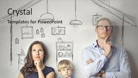  Presentation with mind - PPT theme featuring mind family - moving to a new home background and a light gray colored foreground