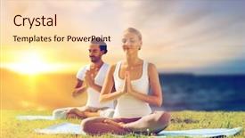  Presentation with mindfulness - Colorful PPT theme enhanced with mind family - yoga mindfulness harmony and people backdrop and a lemonade colored foreground