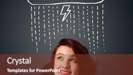  Presentation with above and beyond - Beautiful presentation theme featuring mind flash - thoughtful young woman with thundercloud backdrop and a  colored foreground
