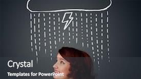  Presentation with young woman diagnosis of sti - Slide set consisting of mind flash - thoughtful young woman with thundercloud background and a dark gray colored foreground