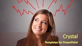  Presentation with systemic thinking - Slide deck with mind flash - young woman standing and thinking background and a  colored foreground