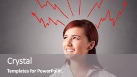  Presentation with business woman standing on maze - PPT layouts with mind flash - young woman standing and thinking background and a gray colored foreground
