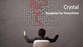  Presentation with business challenge businessman entrance maze - Audience pleasing presentation design consisting of mind game - business man looking backdrop and a gray colored foreground
