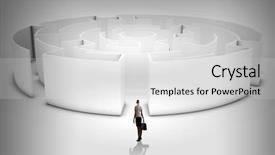  Presentation with award entrance - Presentation consisting of mind game - puzzled businesswoman standing near entrance background and a  colored foreground