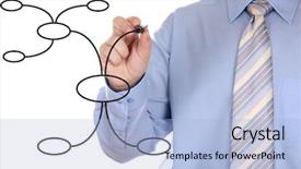  Presentation with organization - Audience pleasing theme consisting of mind map - businessman drawing an organization chart backdrop and a light blue colored foreground