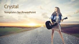  Presentation with guitar - PPT layouts enhanced with beautiful woman with a guitar background and a cream colored foreground