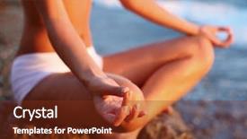  Presentation with meditation - Colorful slide set enhanced with body of a beautiful girl in a meditation on the beach backdrop and a tawny brown colored foreground