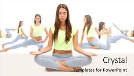  Presentation with mother doing yoga kids - Beautiful PPT theme featuring white different poses in collage backdrop and a lemonade colored foreground