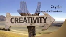 Presentation with creativity - Cool new PPT theme with mind thinker - creativity wooden sign backdrop and a  colored foreground