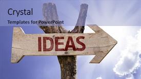  Presentation with ideas - PPT theme featuring mind thinker - ideas wooden sign background and a  colored foreground