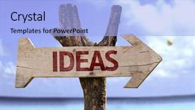  Presentation with teal beach wood - Beautiful presentation theme featuring mind thinker - ideas wooden sign backdrop and a  colored foreground