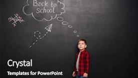  Presentation with cute - Audience pleasing presentation theme consisting of mind thinker - image of young cute schoolboy backdrop and a dark gray colored foreground