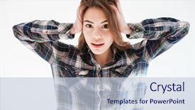  Presentation with role play woman and man - Slides with mind thinker - pretty cute young woman background and a  colored foreground