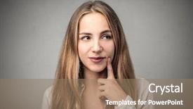  Presentation with mind - Cool new slide set with mind thinker - woman thinking of something backdrop and a  colored foreground