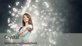  Presentation with lights - Slide deck consisting of mind thinker - young pretty woman standing background and a  colored foreground