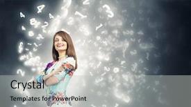  Presentation with lights - Theme featuring mind thinker - young pretty woman standing background and a  colored foreground