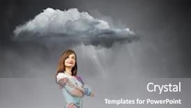  Presentation with woman in under wear - Colorful presentation design enhanced with mind thinker - young pretty woman standing backdrop and a  colored foreground