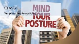  Presentation with posture - PPT layouts featuring office ergonomics backache - mind your posture card background and a light blue colored foreground
