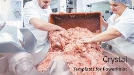  Presentation with further - Slide deck enhanced with minded meat out of grinder background and a coral colored foreground