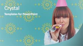  Presentation with blue and yellow geometric - Colorful PPT theme enhanced with mindfull - digital composite of woman backdrop and a teal colored foreground