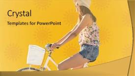  Presentation with bike - Cool new PPT theme with mindfull - digital composite of woman backdrop and a yellow colored foreground