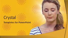  Presentation with closed - Beautiful PPT theme featuring mindfull - digital composite of woman backdrop and a yellow colored foreground