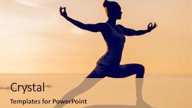  Presentation with fitness pregnancy - Cool new presentation design with mindfull - young caucasian fitness woman practicing backdrop and a coral colored foreground