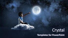  Presentation with school kids - Presentation theme with mindfulness kids - school boy on cloud background and a navy blue colored foreground