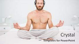  Presentation with listening - Slides consisting of mindfulness meditation - man doing yoga while listening background and a lemonade colored foreground