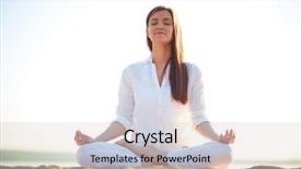  Presentation with lotus - Beautiful PPT theme featuring mindfulness meditation - meditating woman sitting in pose backdrop and a lemonade colored foreground