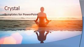  Presentation with plastic pollution in ocean - Presentation theme with mindfulness meditation - woman practicing yoga background and a lemonade colored foreground