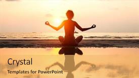  Presentation with lotus water - Cool new PPT theme with mindfulness meditation - yoga woman sitting in lotus backdrop and a yellow colored foreground